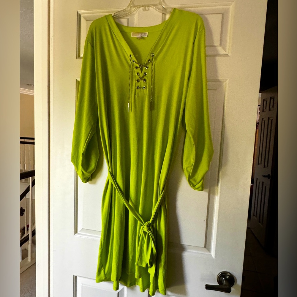 Michael Kors lime green long sleeve midi dress sz 2X